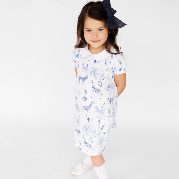 HEYWARD HOUSE kids girl's safari dress White Twirl Peter Pan Collar Dress 7 - Picture 6 of 8